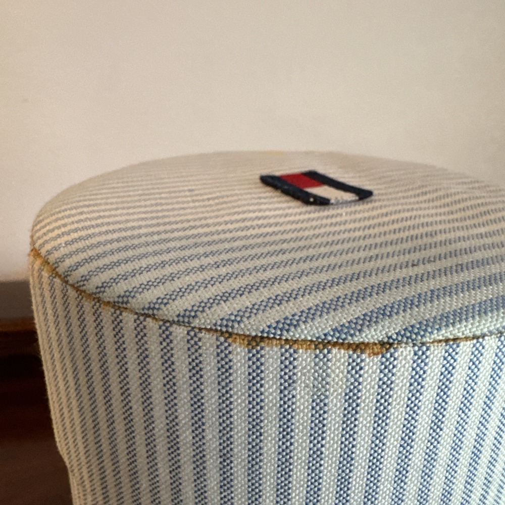 7" Vintage Tommy Hilfiger Perfume Case Cylinder Fabric Blue Stripes - Case Only - Picture 4 of 14